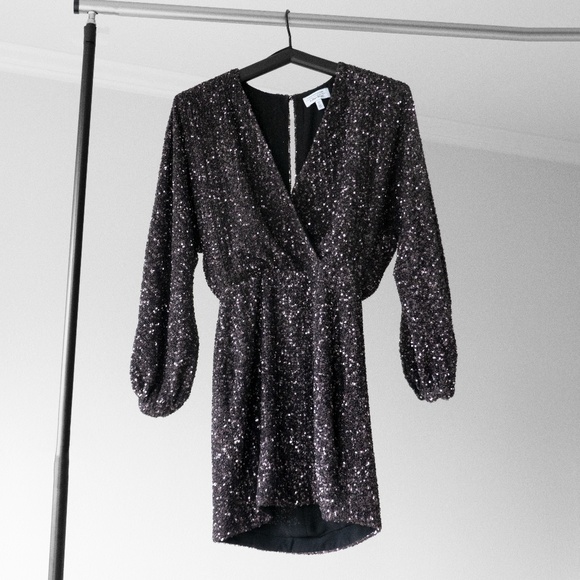 & Other Stories Sequin Wrap Mini Dress - Picture 3 of 11